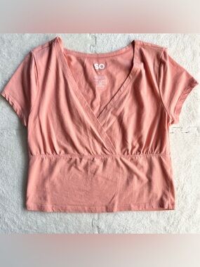 So pink surplice top, size large